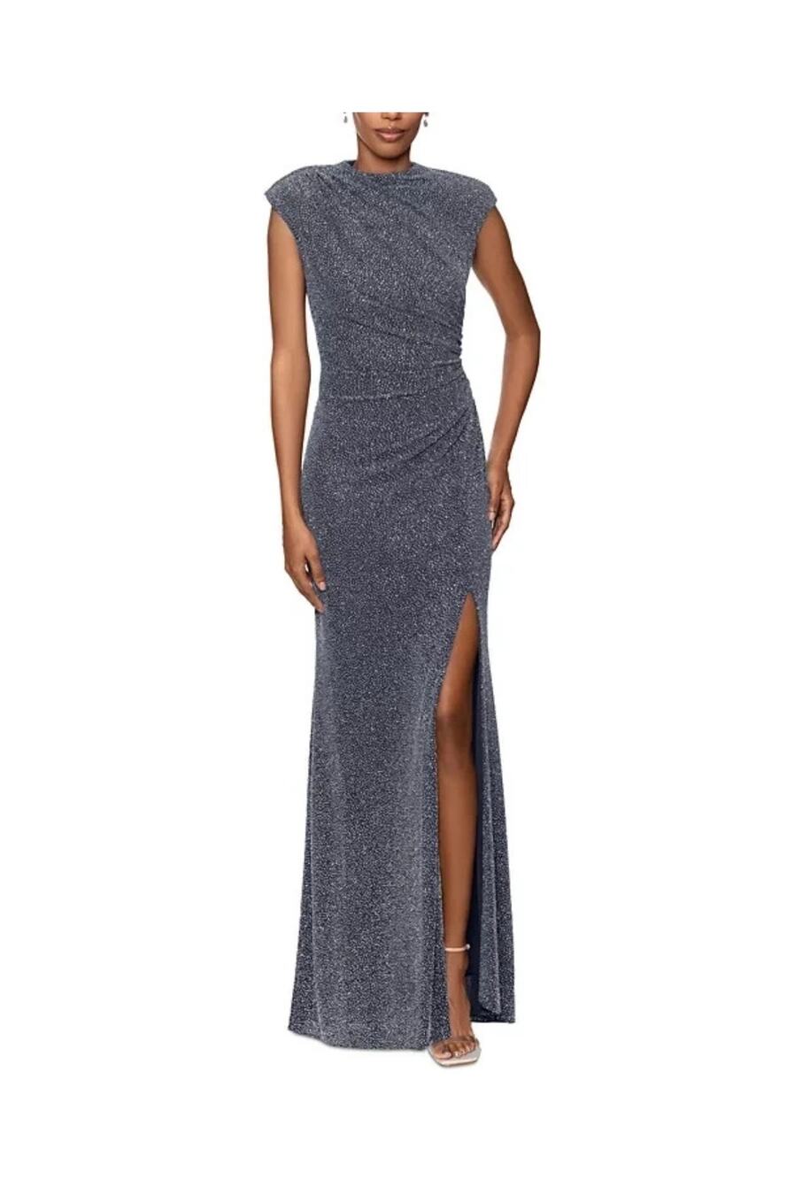 Betsy & Adam Women's Sleeveless Mock-Neck Glitter Gown (new)